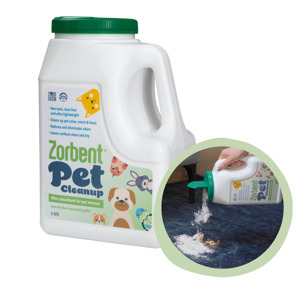 Zorbent Pet Cleanup absorption up to 1 gallon aids rapid spill cleanup.