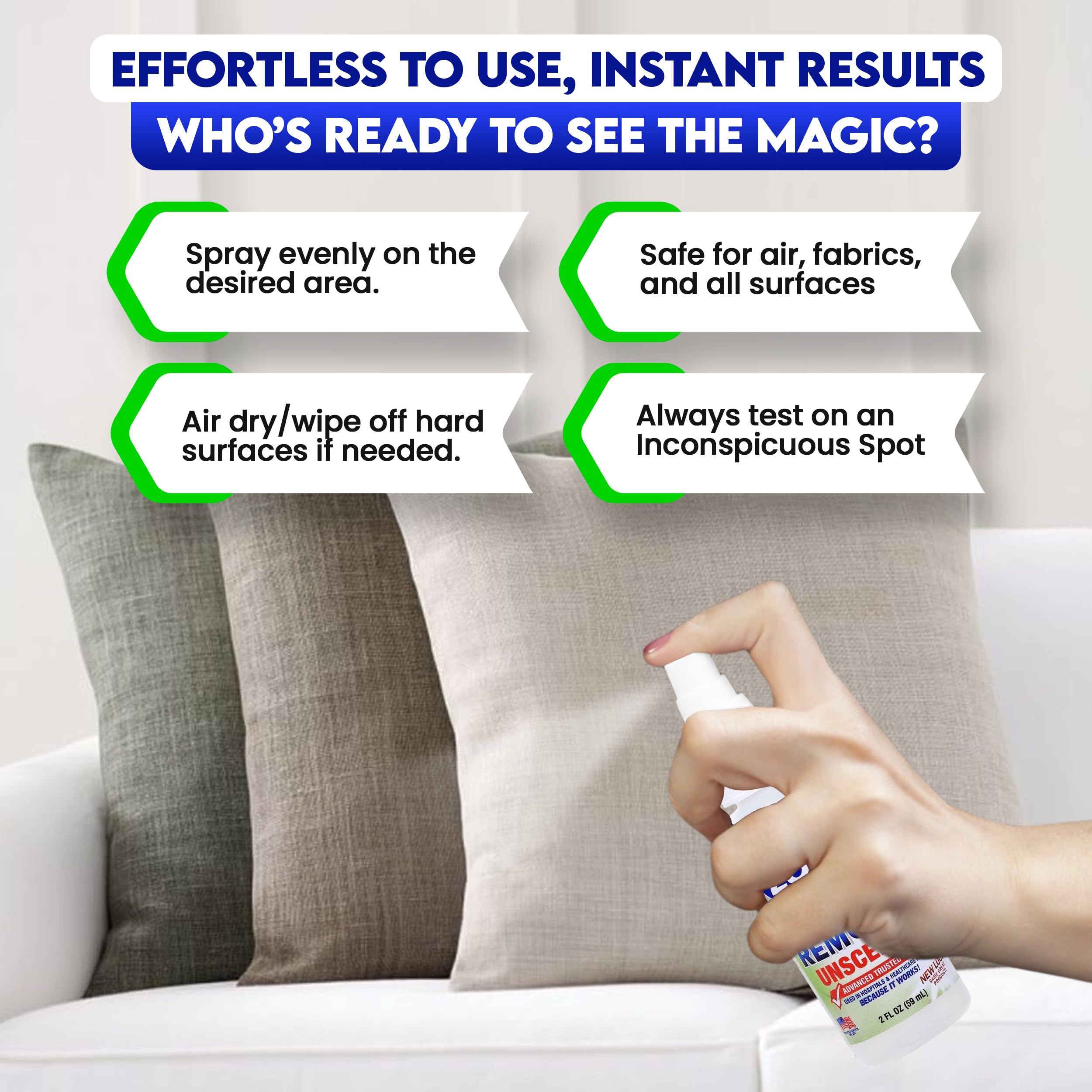 ZORBX advanced formula multipurpose odor remover spray delivers powerful, lasting odor control