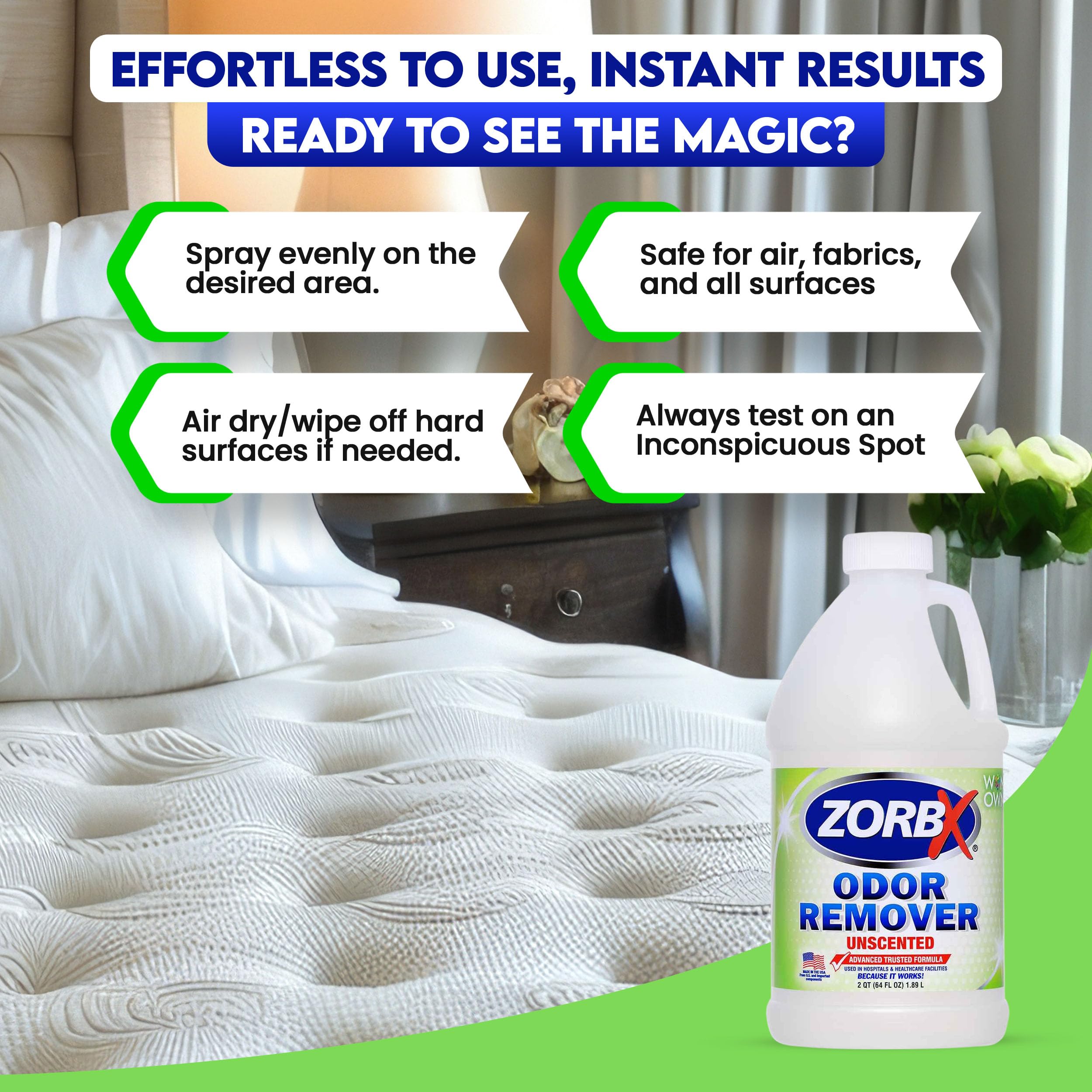 ZORBX 64 oz bottle ensures long-lasting odor control at home