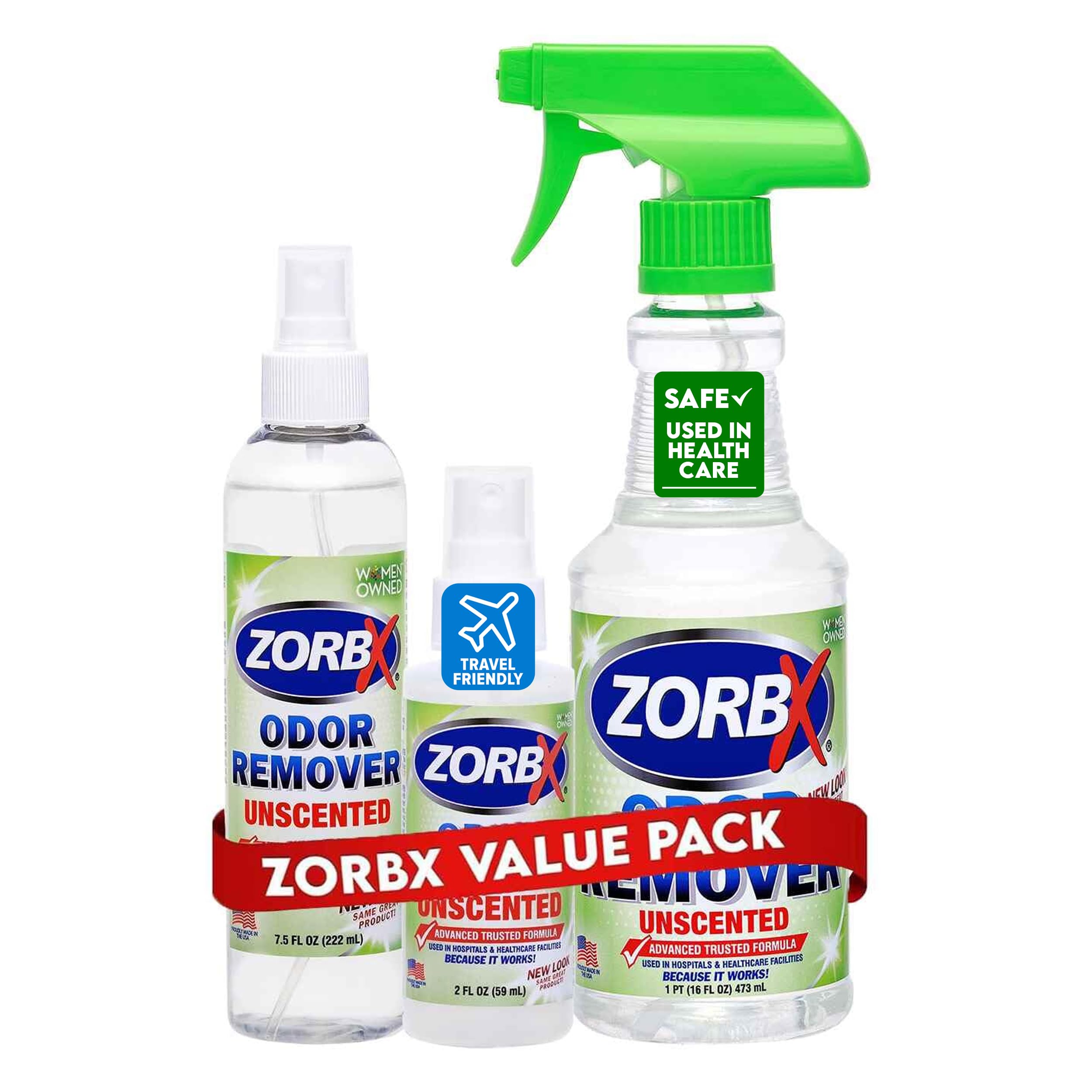 ZORBX unscented odor eliminator 16oz bottle for fast odor removal in rooms