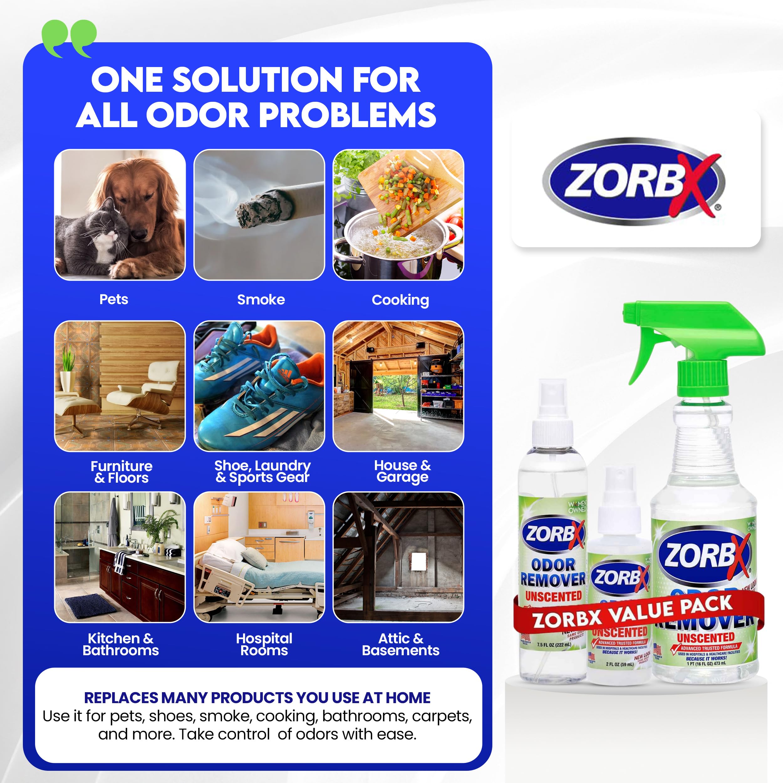 ZORBX unscented odor eliminator 2oz bottle easy carry for travel