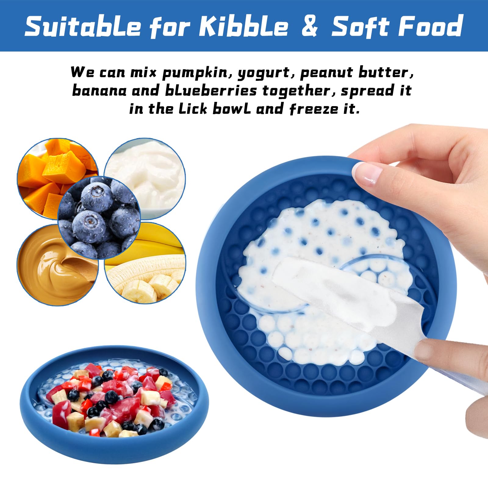 ZOURYNUA lick bowl designed for frozen treats to cool dogs during summer.