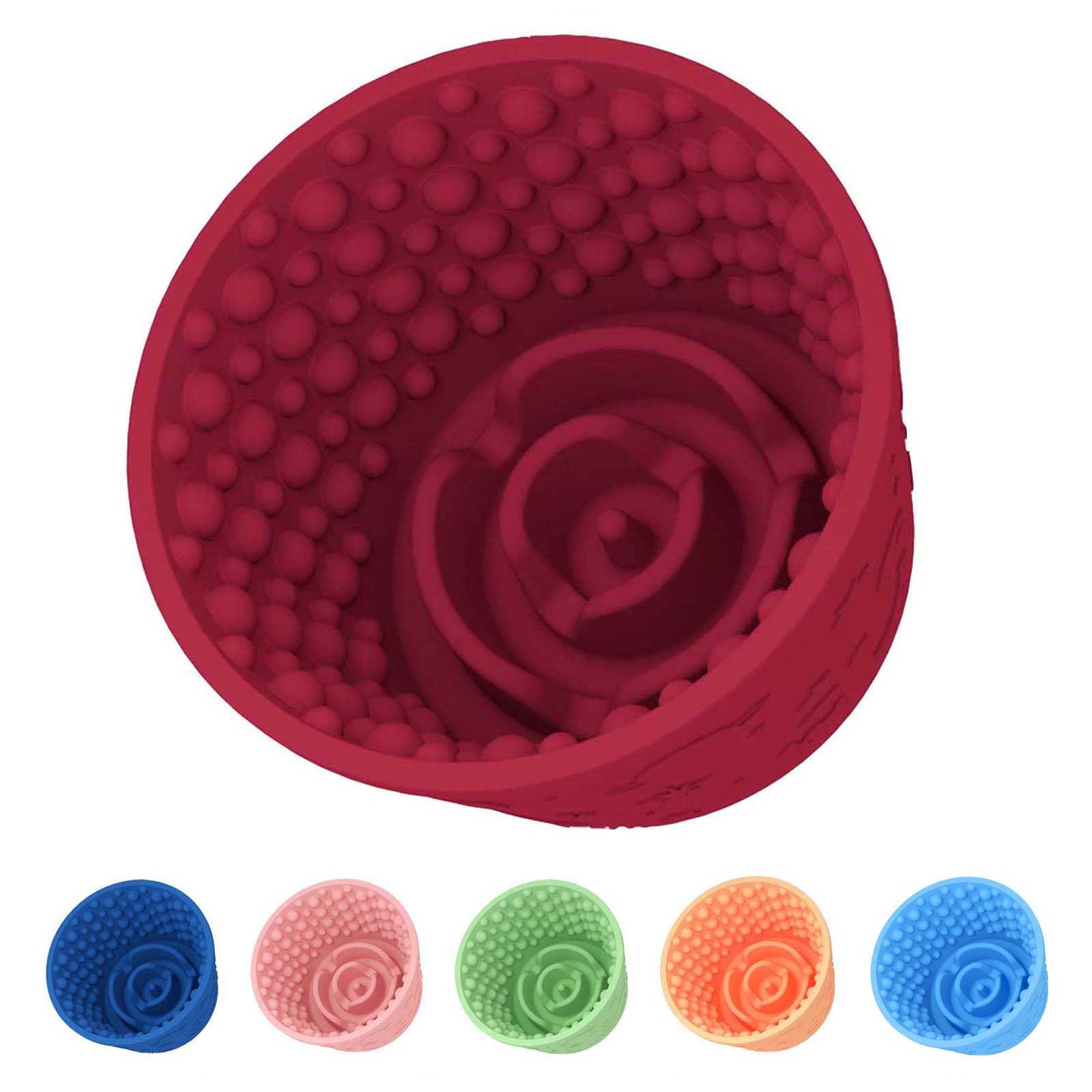 ZOURYNUA dog slow-feeder bowl in claret front view enhances calm, controlled eating