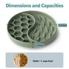 ZOURYNUA slow feeder bowl green side view encourages longer meals and digestion.