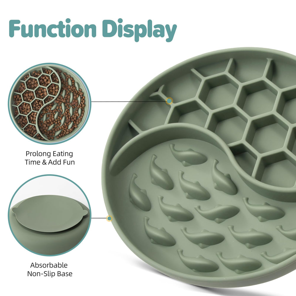 ZOURYNUA suction cup base dog bowl keeps bowl steady during feeding.