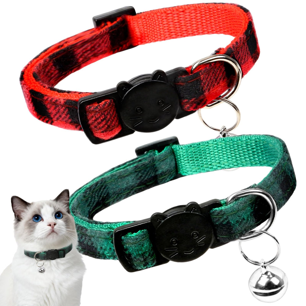 ZOWPET plaid packaging for 2-pack collars shows adjustable fit and festive style.