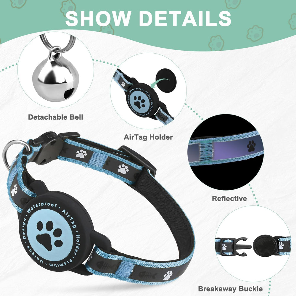 ZOWPET Airtag cat collar blue durable construction withstands daily outdoor adventures