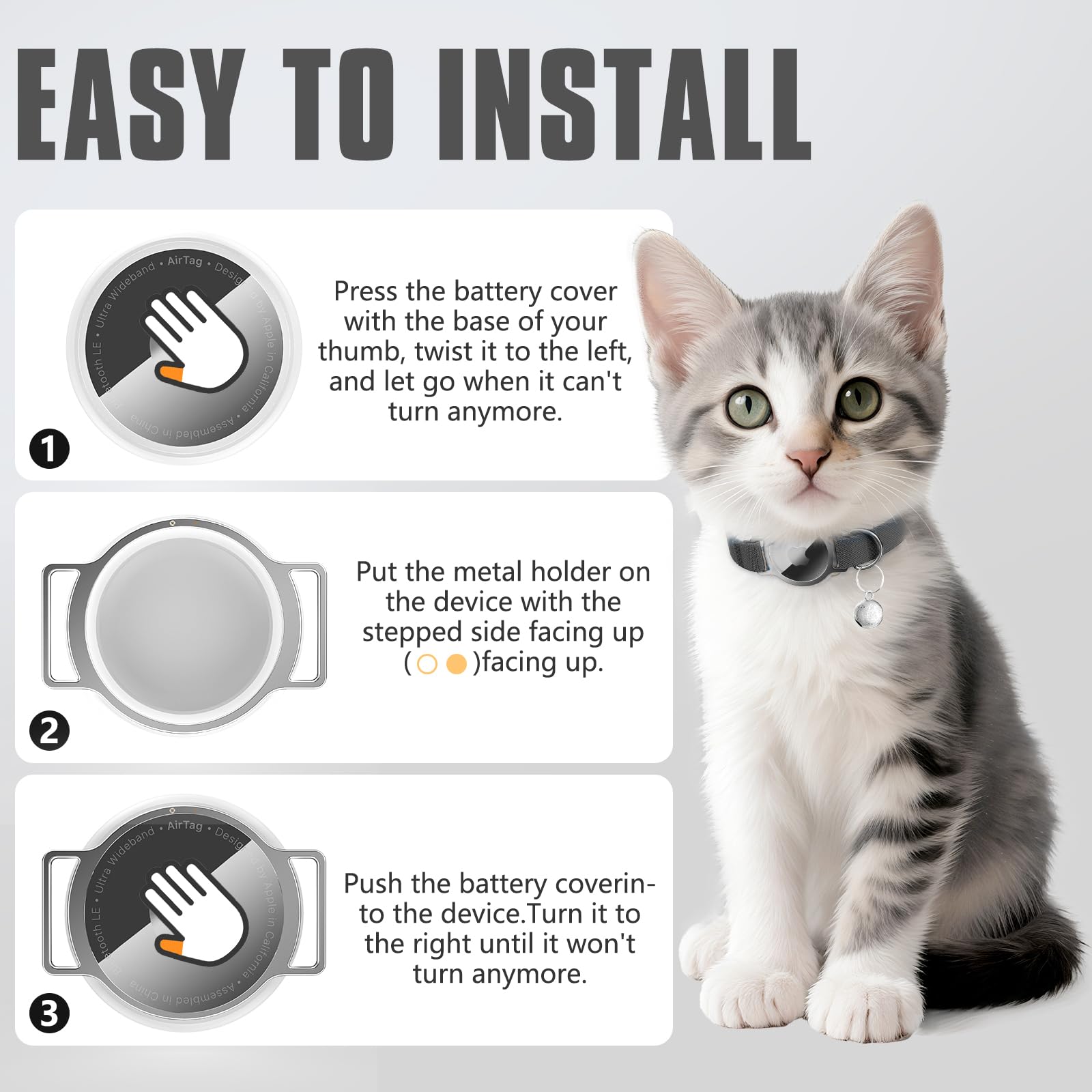 ZOWPET AirTag Cat Collar features elastic fit for growing kittens.