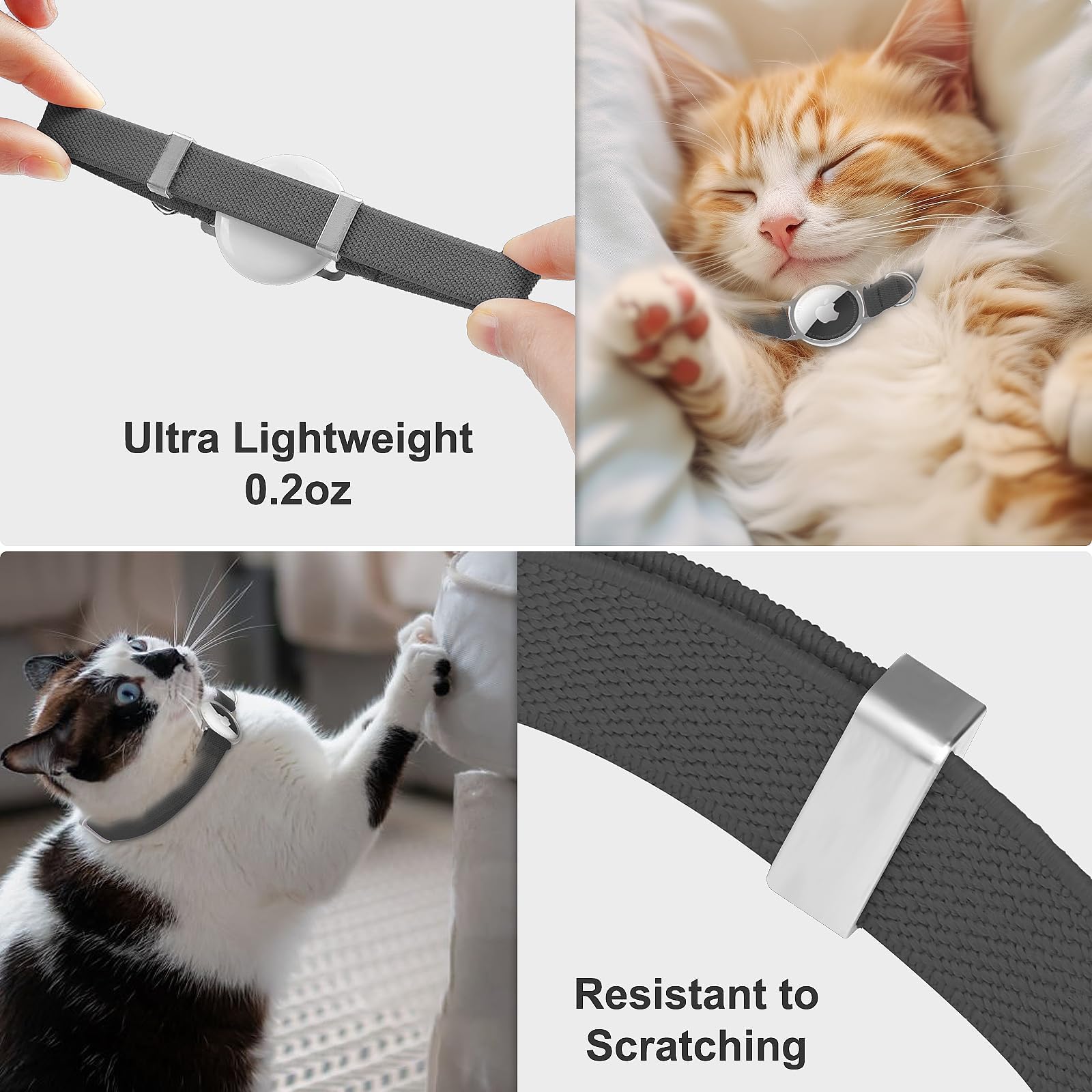 ZOWPET AirTag Cat Collar endures scratches in daily adventures.