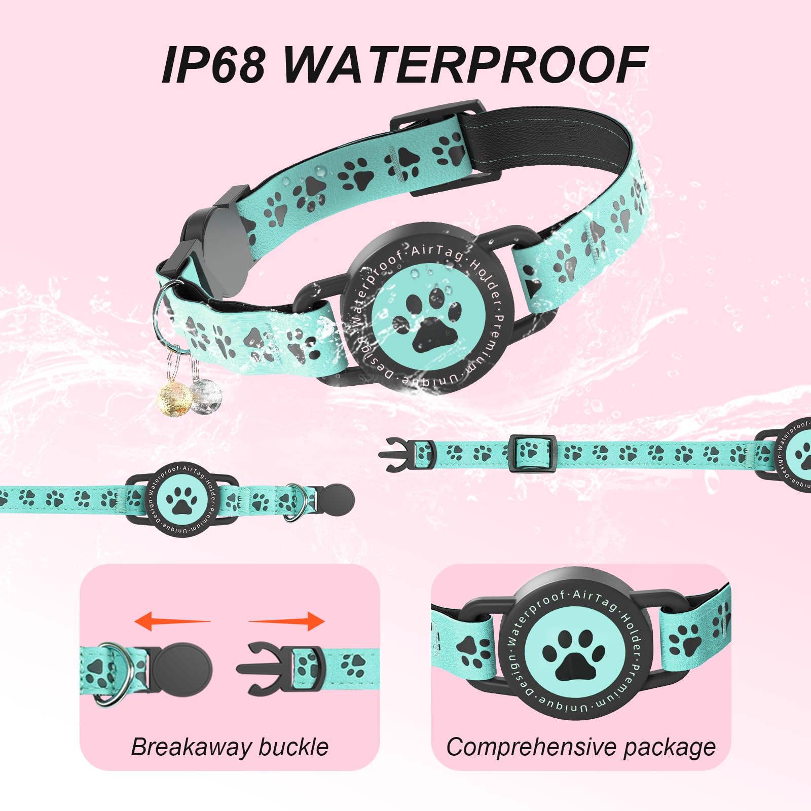 ZOWPET GPS Collar Reflectante: mayor visibilidad nocturna para paseos seguros.