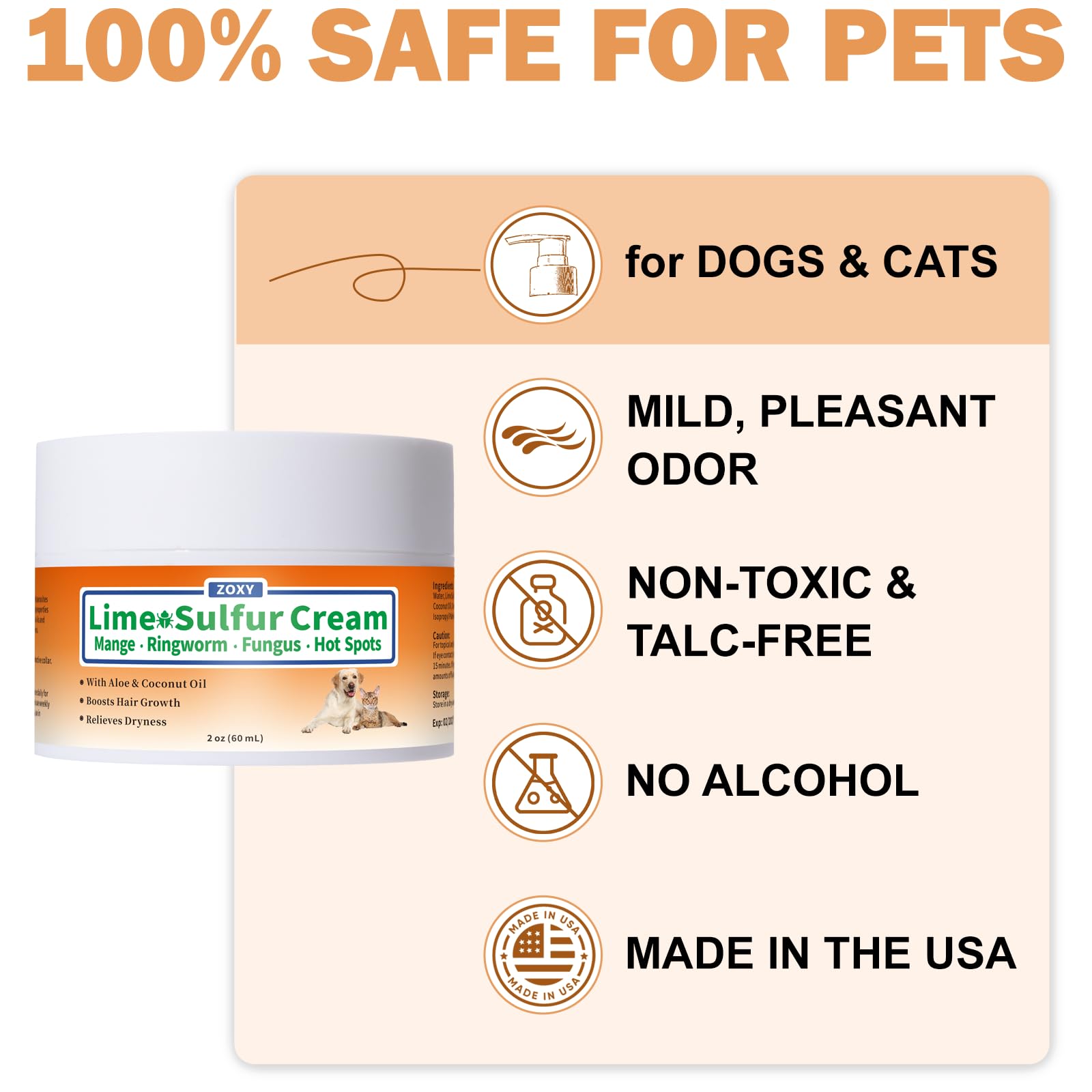 ZOXY Lime Sulfur Cream bottle with label shows vet-recommended care