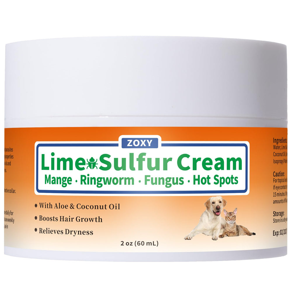 ZOXY Lime Sulfur Cream tube closeup for itchy pet skin relief