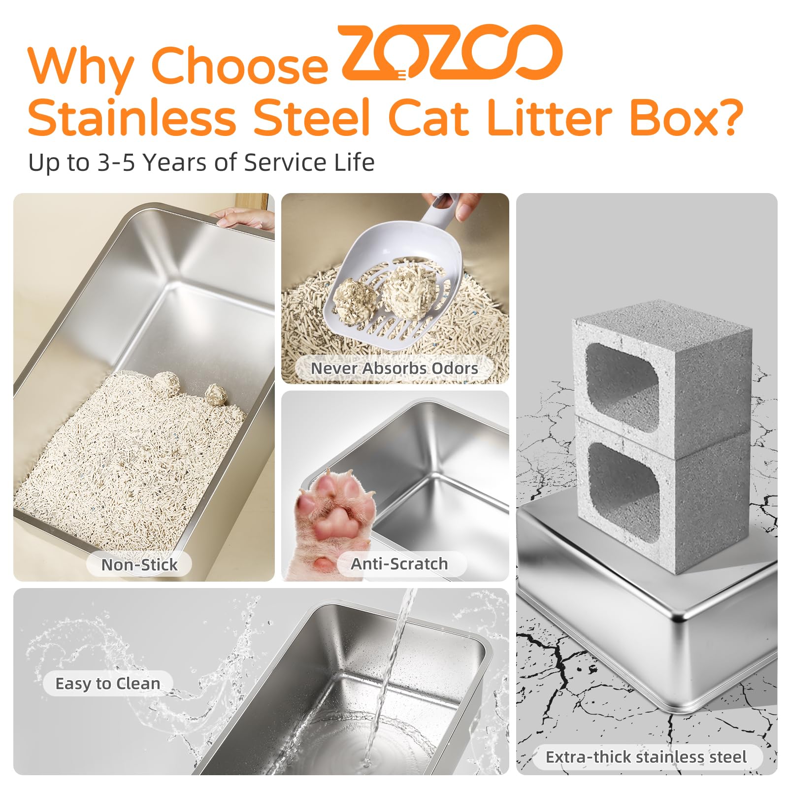 ZOZOO stainless steel surface stays non-stick for quick cleaning.