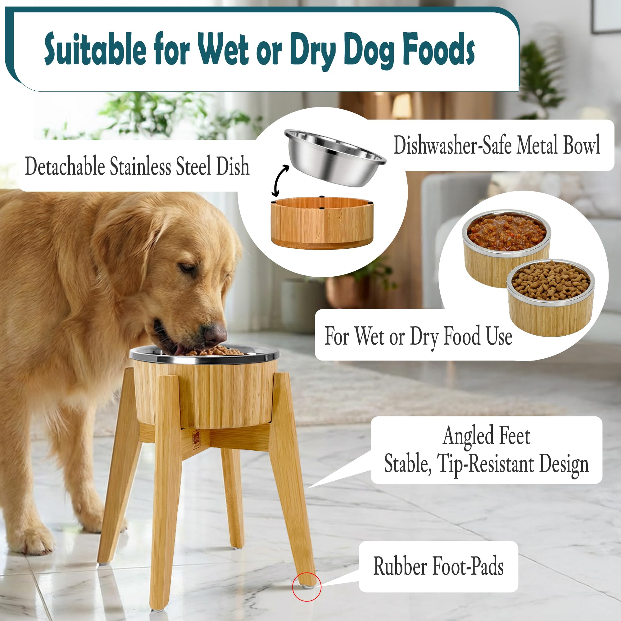 ZPirates-stainless-inner-bowl highlights rust-resistant, dishwasher-safe convenience for wet and dry meals.