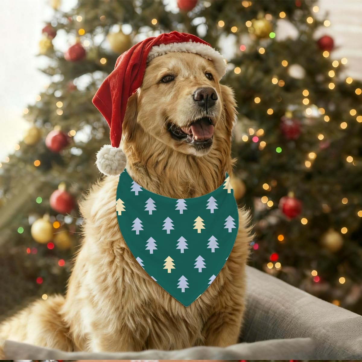 ZPPRJF Christmas Dog Bandana with soft-flannel texture provides cozy comfort.