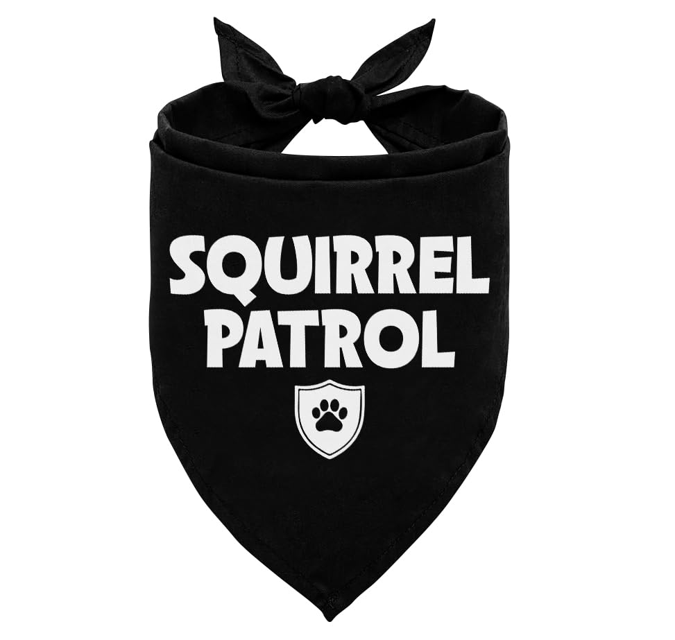 ZPPRJF Squirrel Patrol Bandana front view, stylish everyday wear for dogs