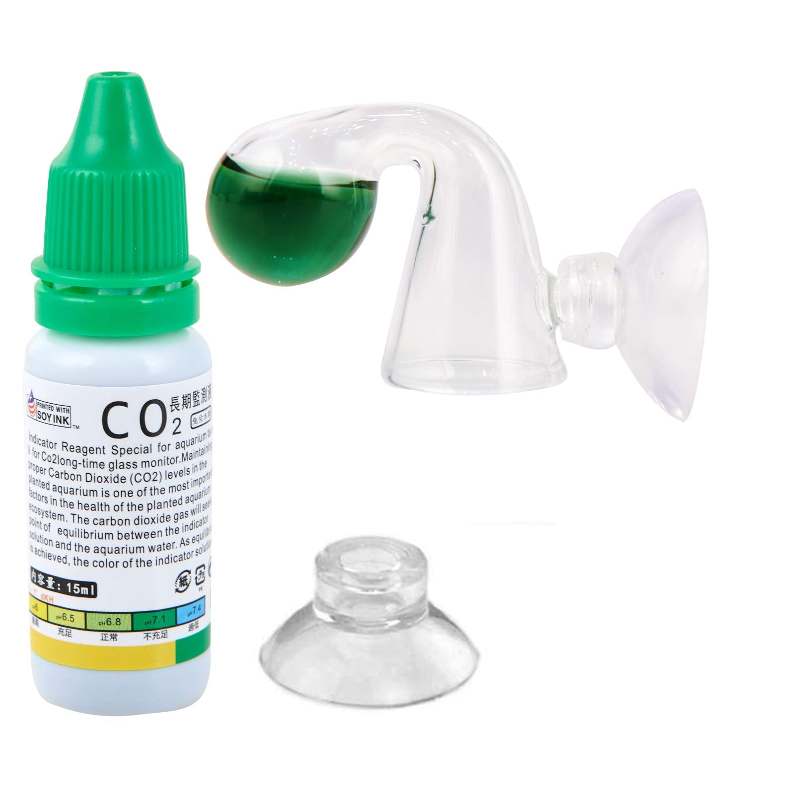 ZRDR glass drop checker kit front view for steady planted-tank CO2 monitoring.