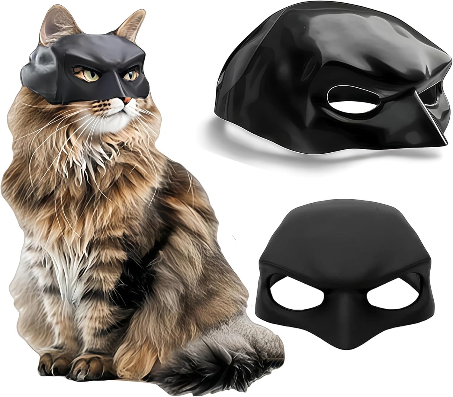 ZREVSB cat bat mask front view showing strap-free fit and lightweight design.