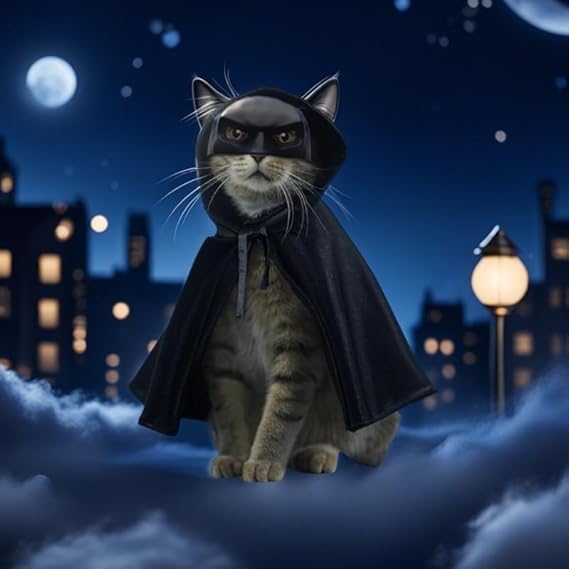 ZREVSB cat bat mask on cat during playful Halloween vibes.