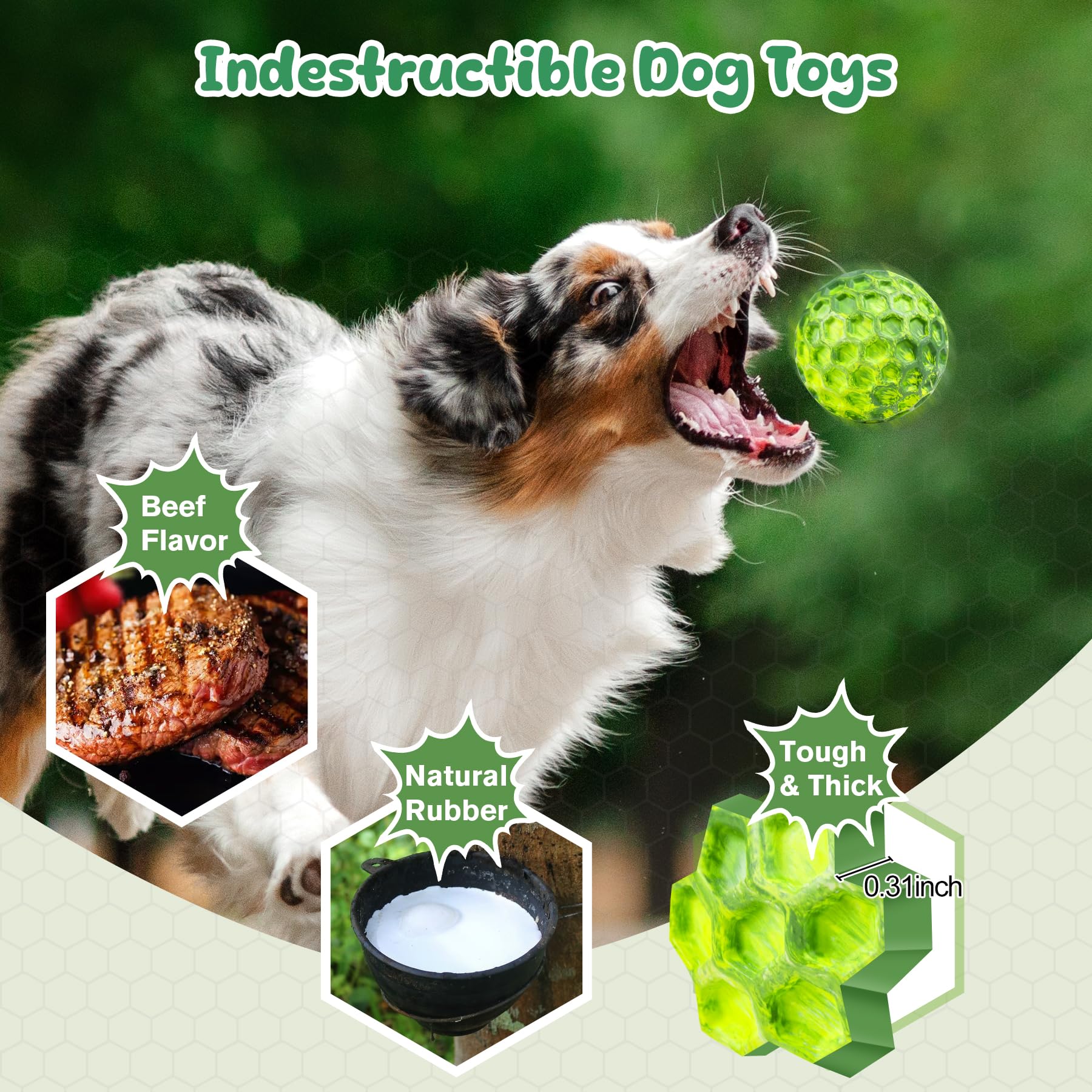 ZRIFAQESW squeaky-dog-ball with beef flavor boosts curiosity during chew sessions.