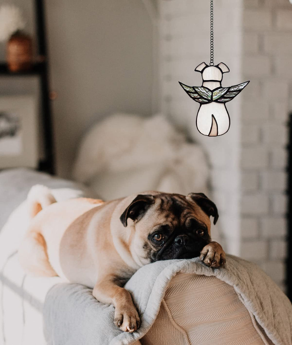 ZUAJITER angel dog ornament adds warmth to windows, living rooms, or offices