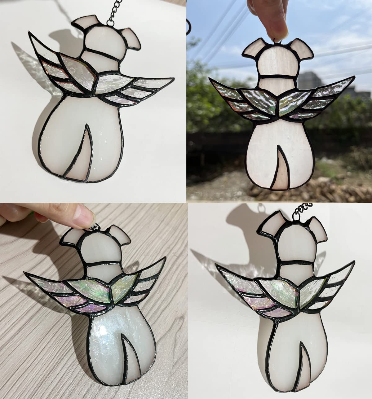 ZUAJITER copper-foil stained glass dog memorial craft adds decorative remembrance