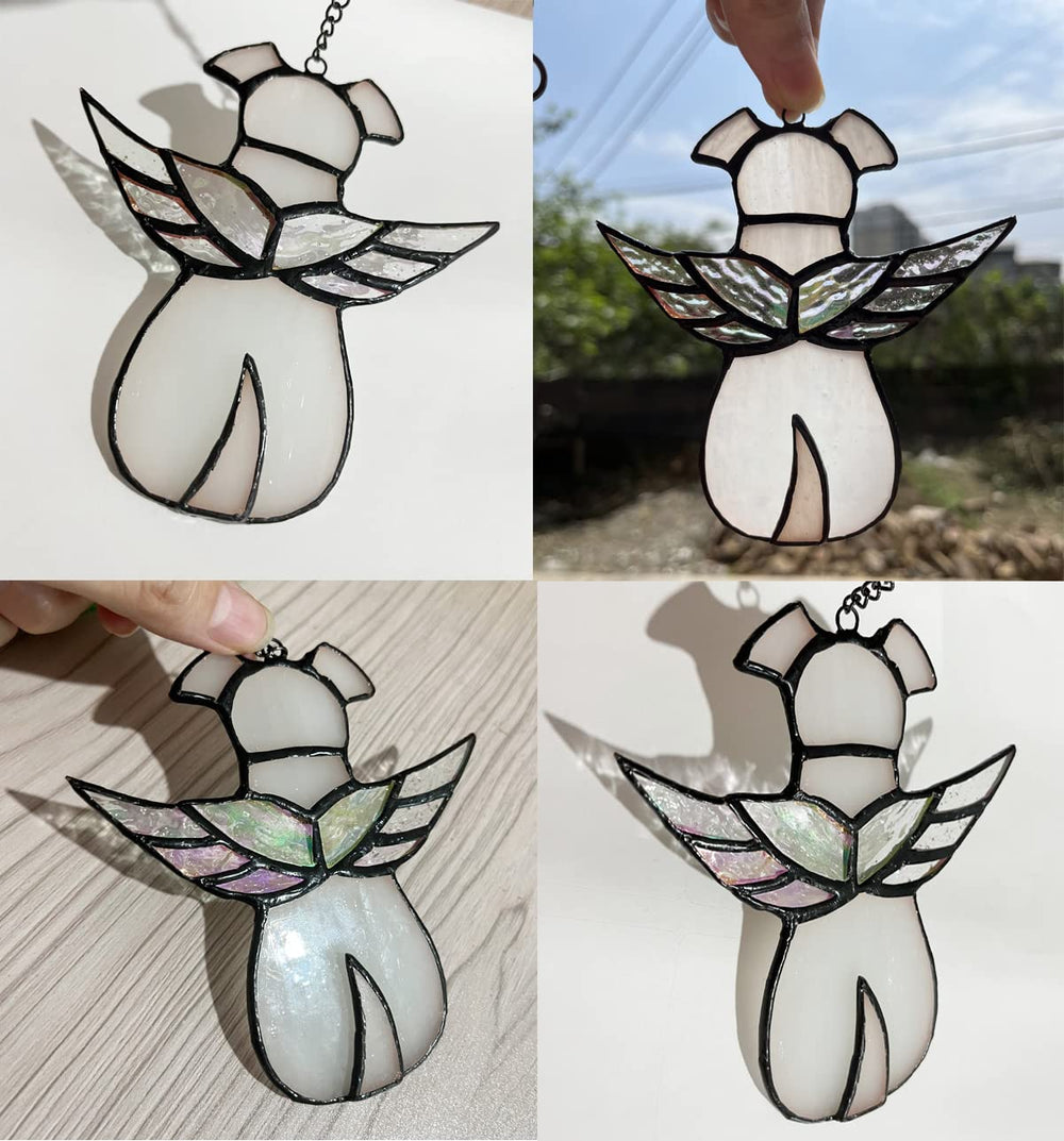 ZUAJITER copper-foil stained glass dog memorial craft adds decorative remembrance