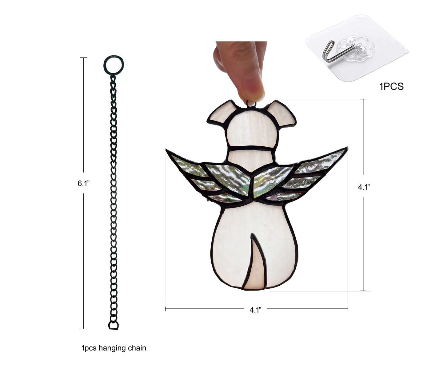 ZUAJITER rainbow-winged dog memorial ornament brightens windows and offers a comforting remembrance