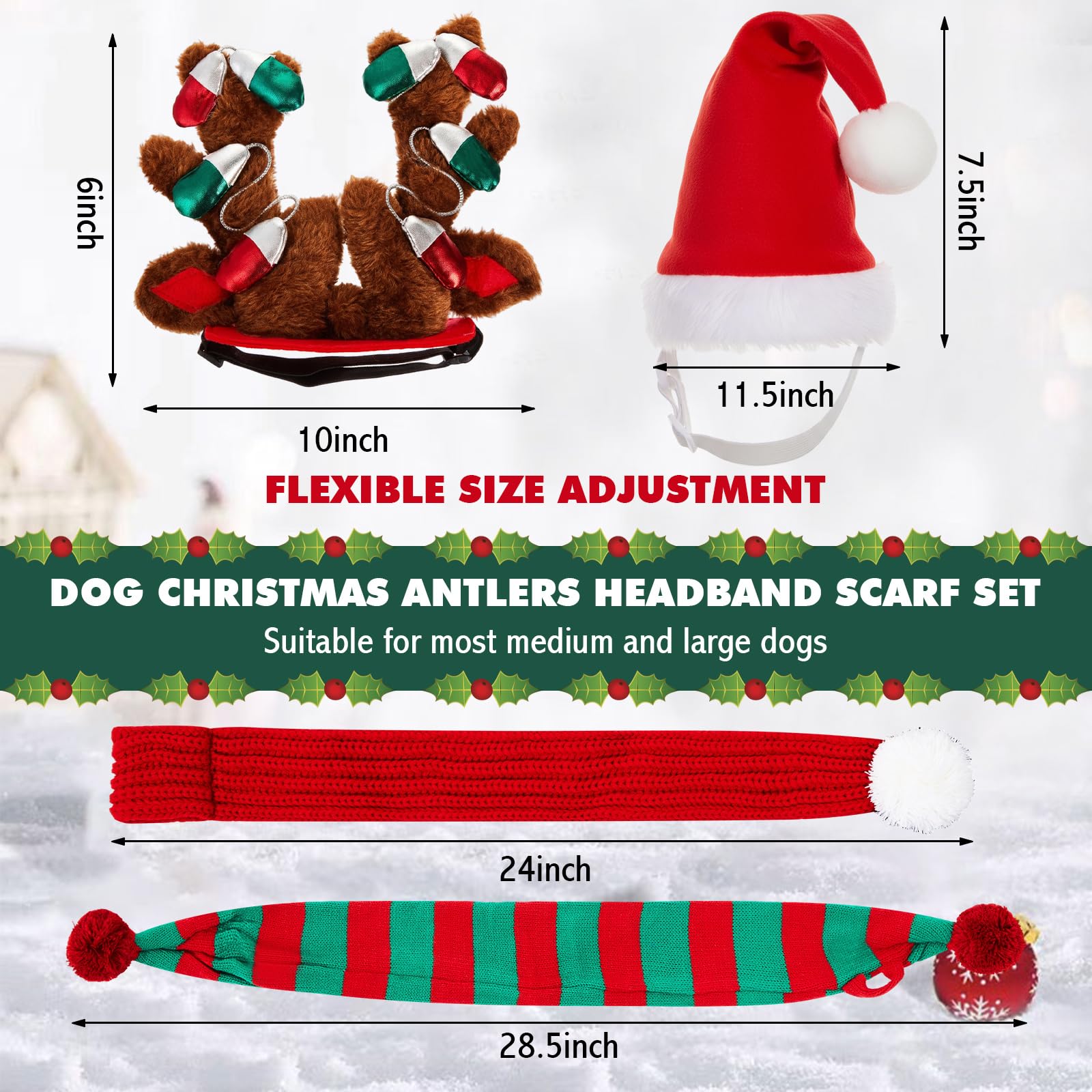 Zubebe green-striped dog scarf adds warm style for winter celebrations