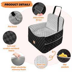 Zuffeloria dog car seat material closeup emphasizes soft, scratch-resistant fabric.