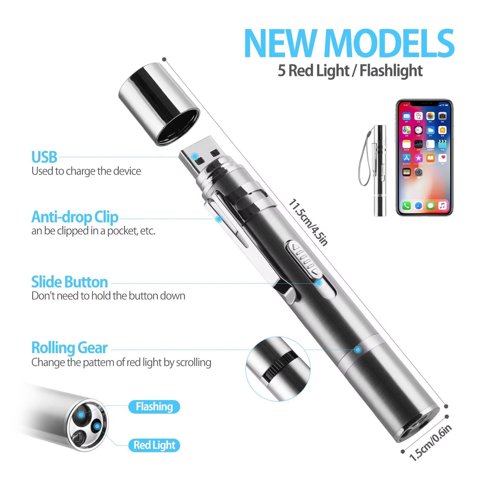 Zugesify Laser Pointer Cat Toy long-range projection across room for active exercise