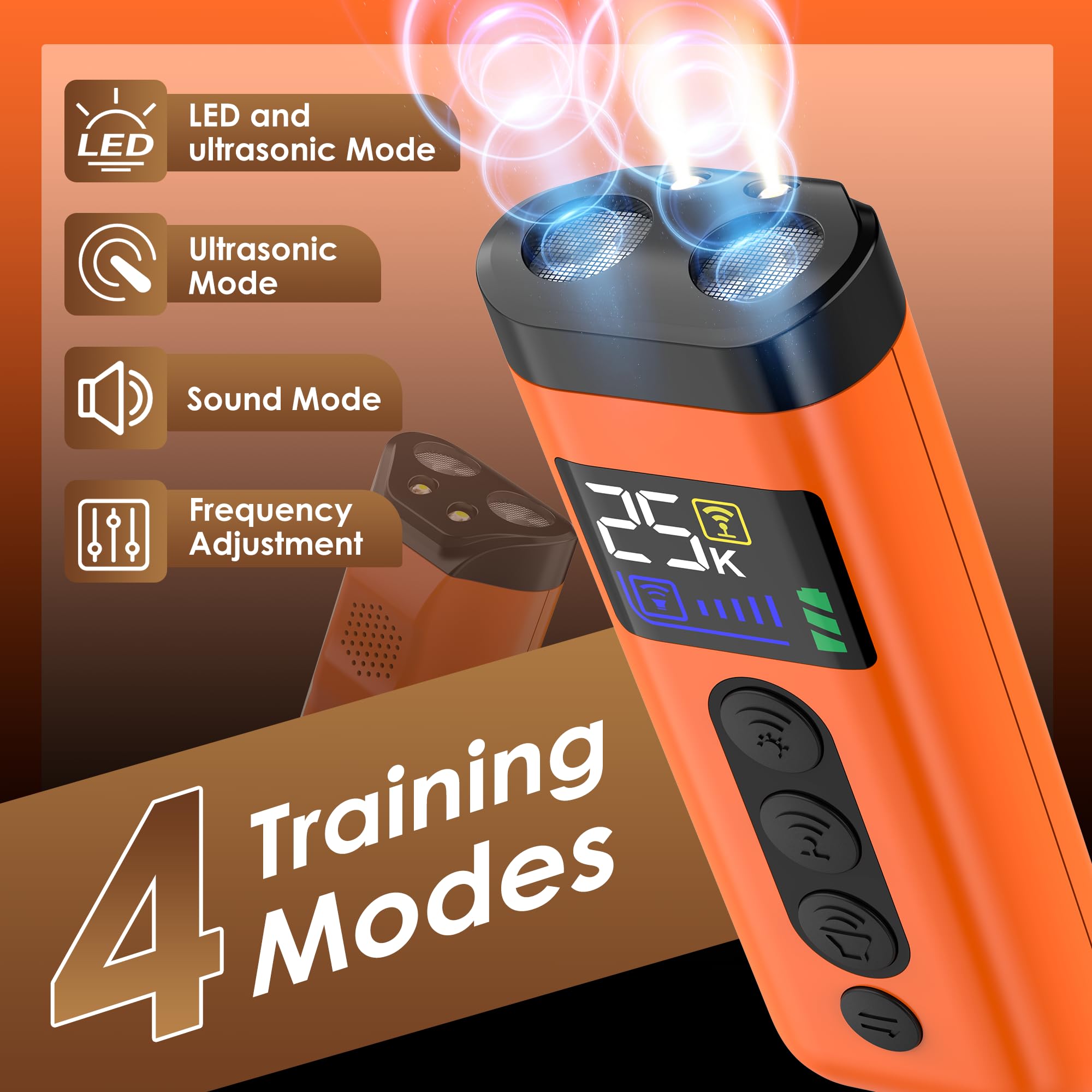 ZUIBAS dog bark deterrent device side angle with dual ultrasonic emitters.