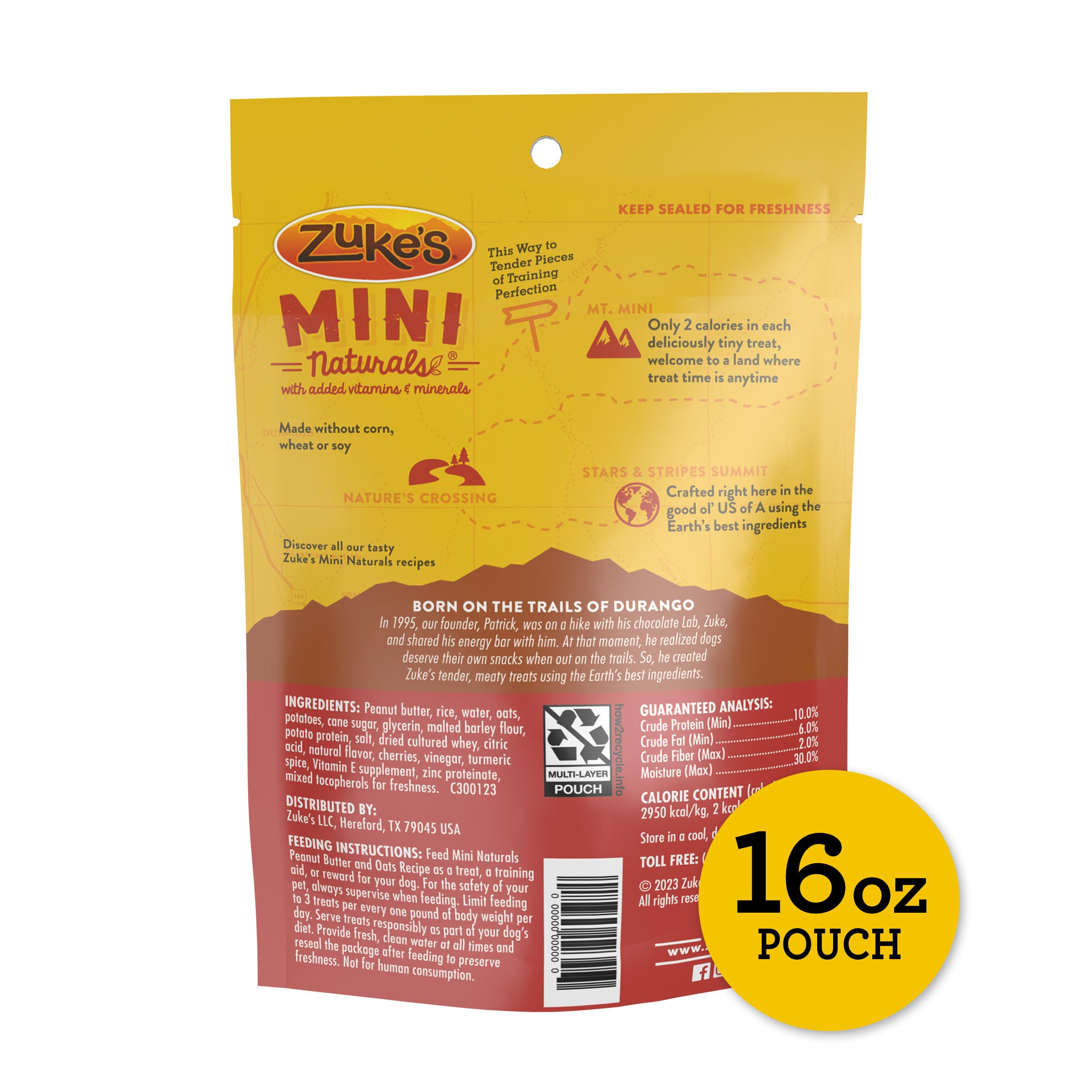 Bolsa con cierre reutilizable de Zuke's Mini Naturals para llevar.