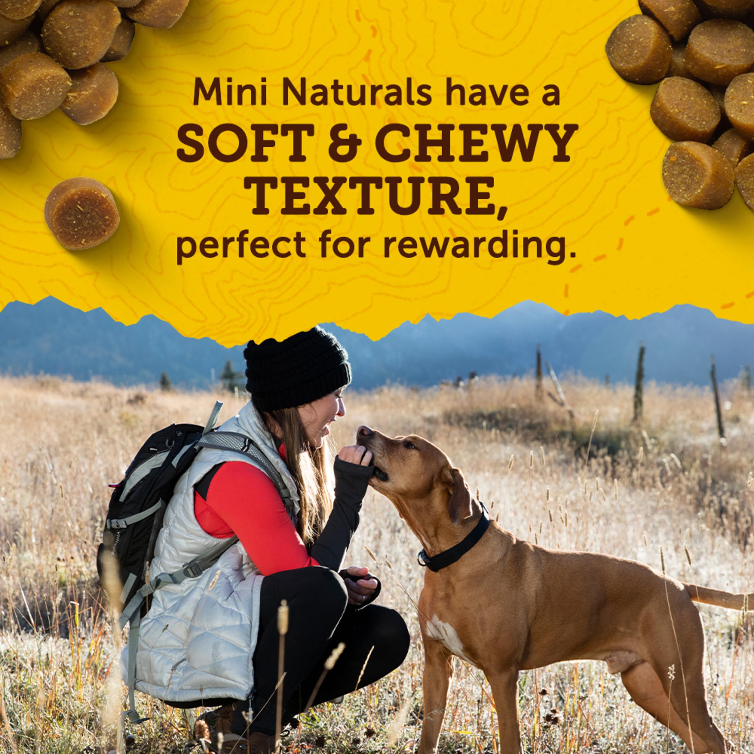 Producto elaborado en Estados Unidos con Zuke's Mini Naturals.