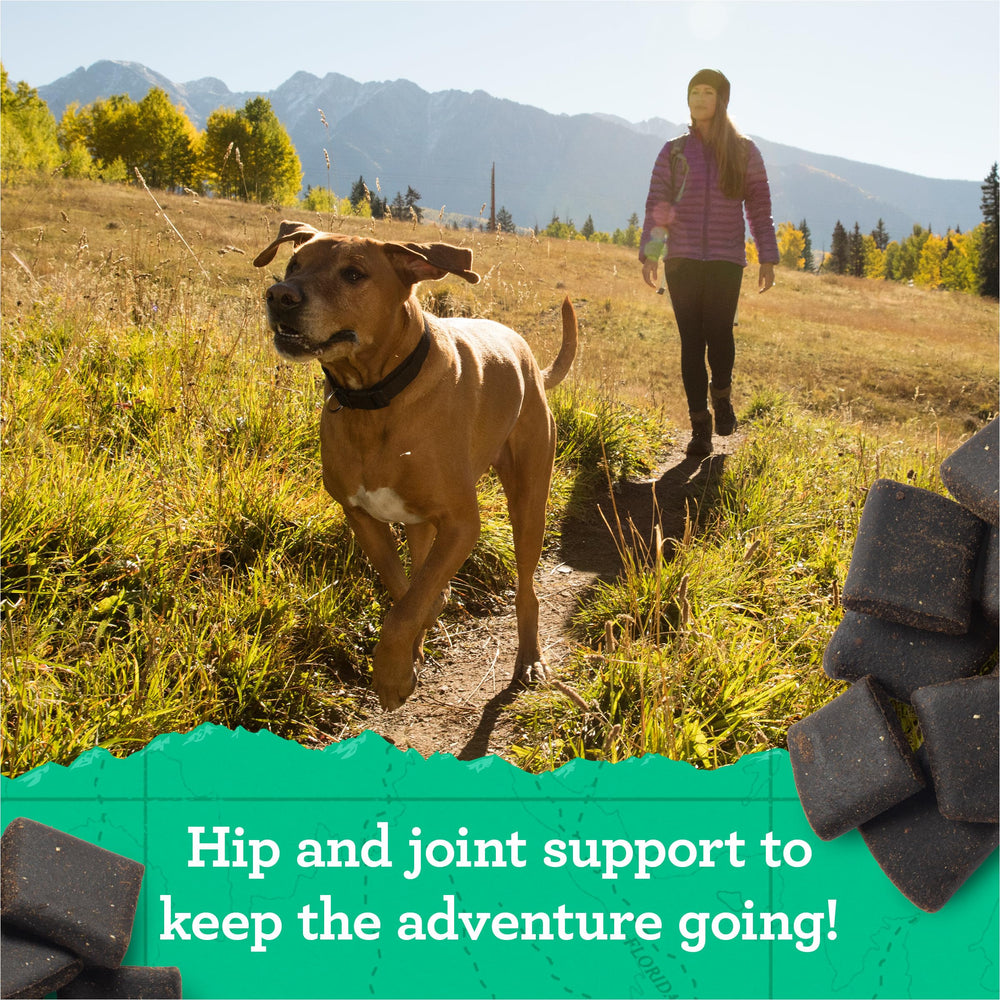 Zuke’s Hip and Joint pouch sealed for easy storage on hikes.