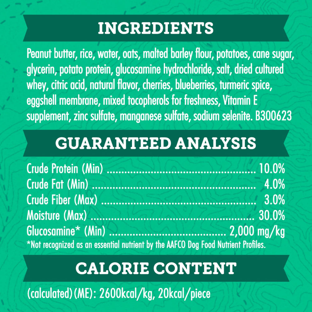Zuke’s Hip and Joint training-tactile treat promotes focus with peanut butter flavor.