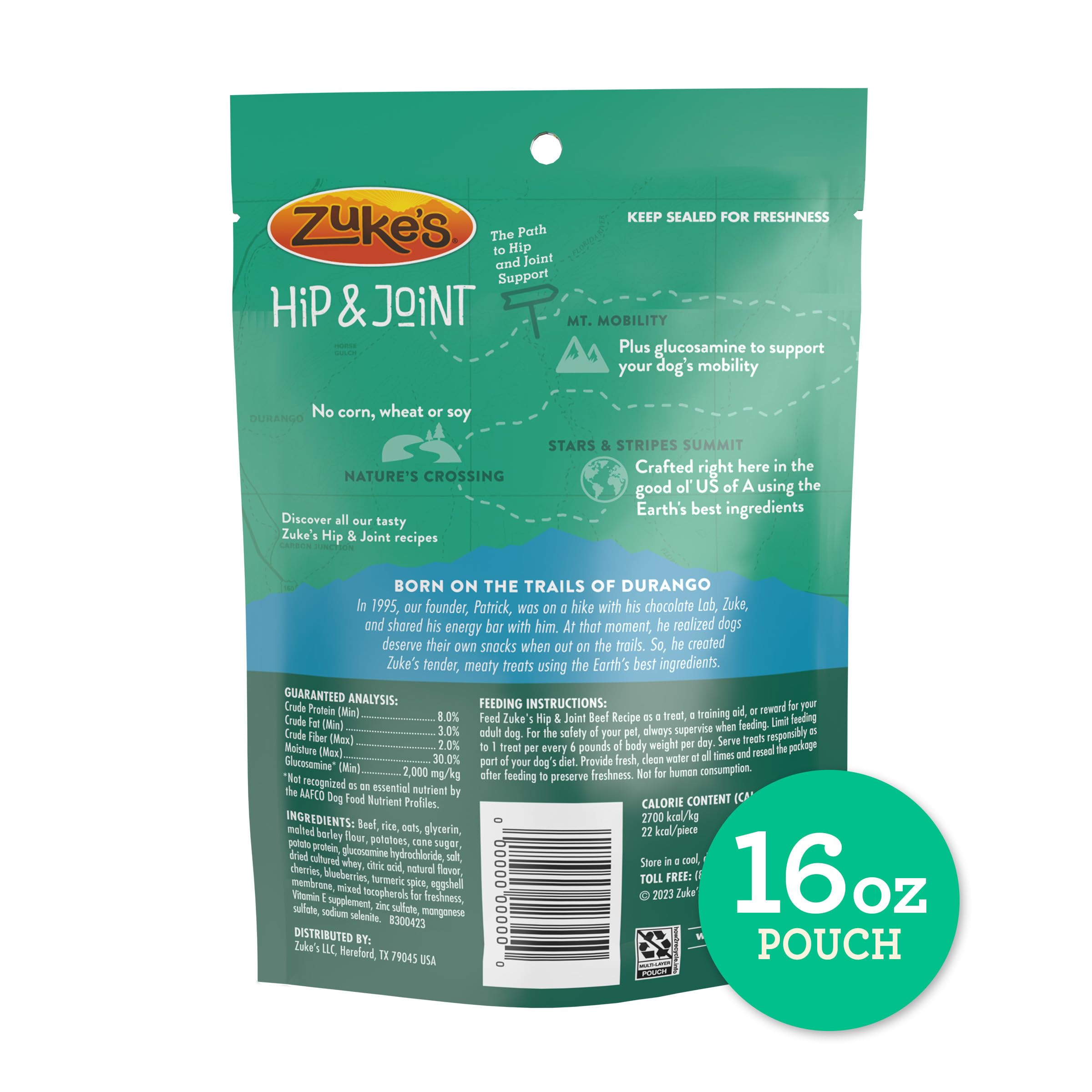 Zuke’s Hip and Joint contains no corn, wheat, or soy