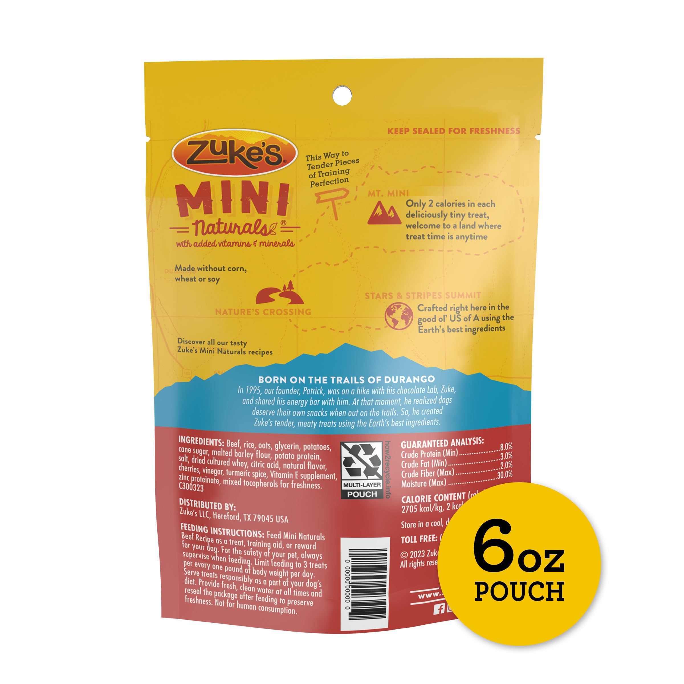 Zuke's Mini Naturals no-corn-wheat-soy claim emphasizes clean ingredients.