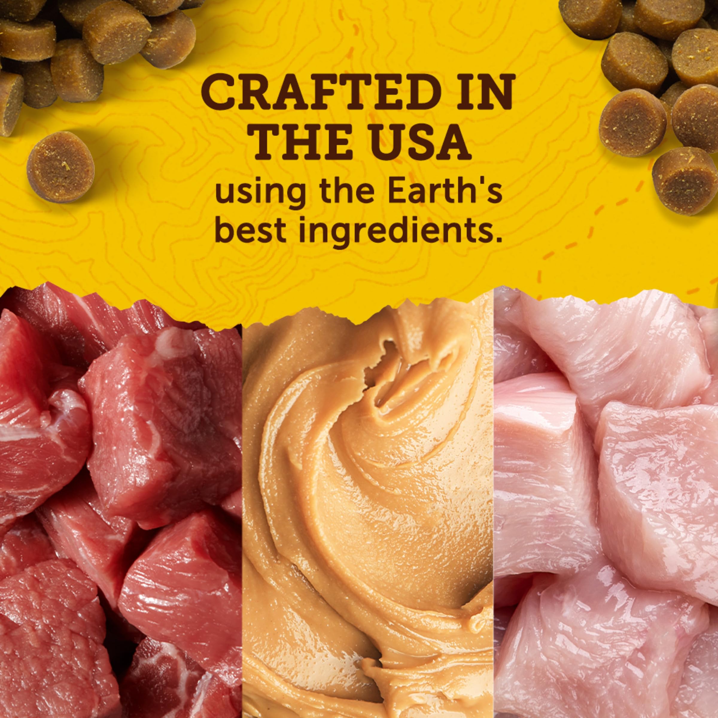 Zuke's Mini Naturals real-beef-first-ingredient closeup signals quality protein.