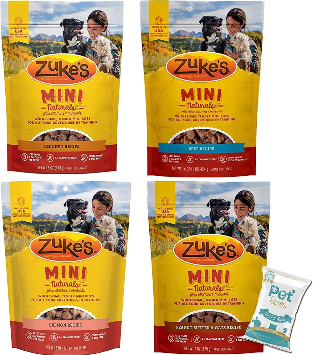 Zuke's Mini Naturals Chicken treats—low-calorie rewards for training and playtime.