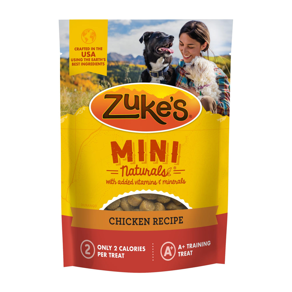 Zuke's Mini Naturals chicken treats in pouch ideal for training rewards