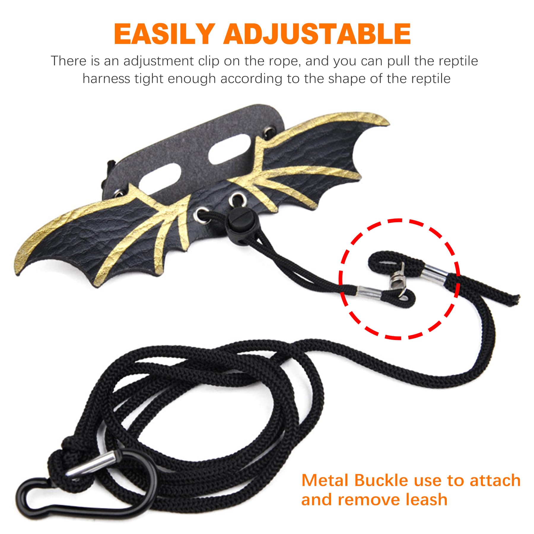 ZukoCert bearded dragon harness adjustable-webbing enables a snug fit across sizes.