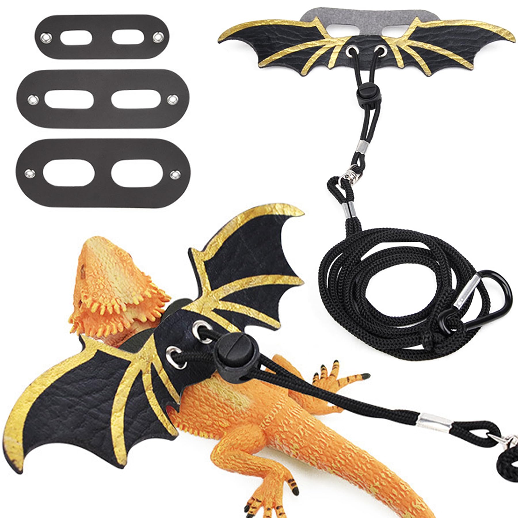 ZukoCert bearded dragon leashes pack 3 sizes for secure outdoor walks with varying reptile sizes.