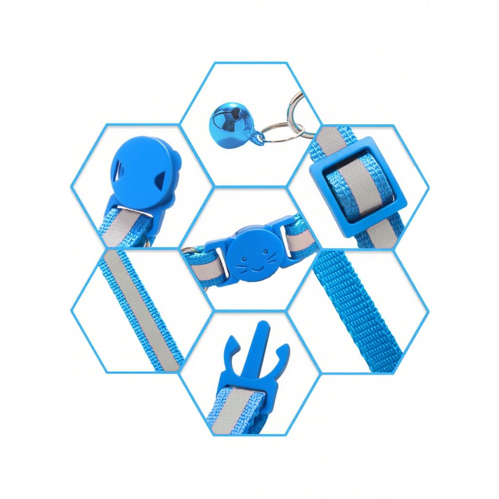 Zulinlong adjustable collar neck sky blue fits 7.5–12.5 inches for kittens and cats.