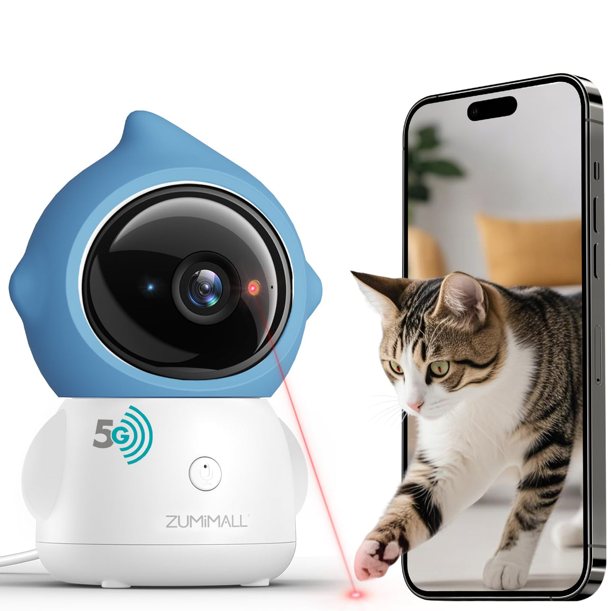 ZUMIMALL pet camera indoor laser toy for interactive play