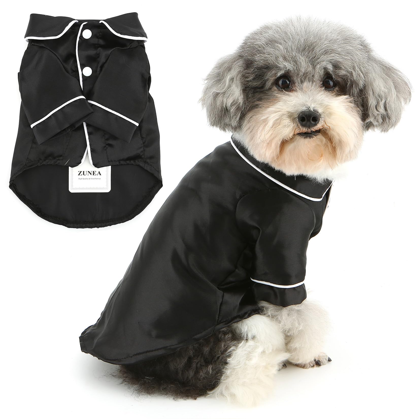 Zunea faux silk dog pajamas with lapel design for stylish bedtime wear.