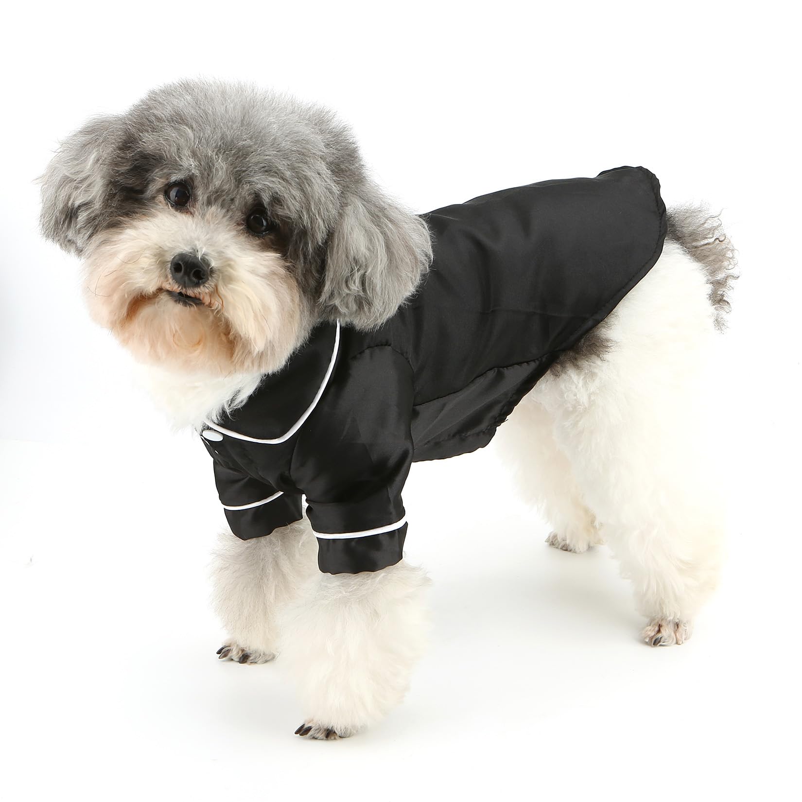 Zunea faux silk dog pajamas show soft, lightweight fabric for cozy lounging.