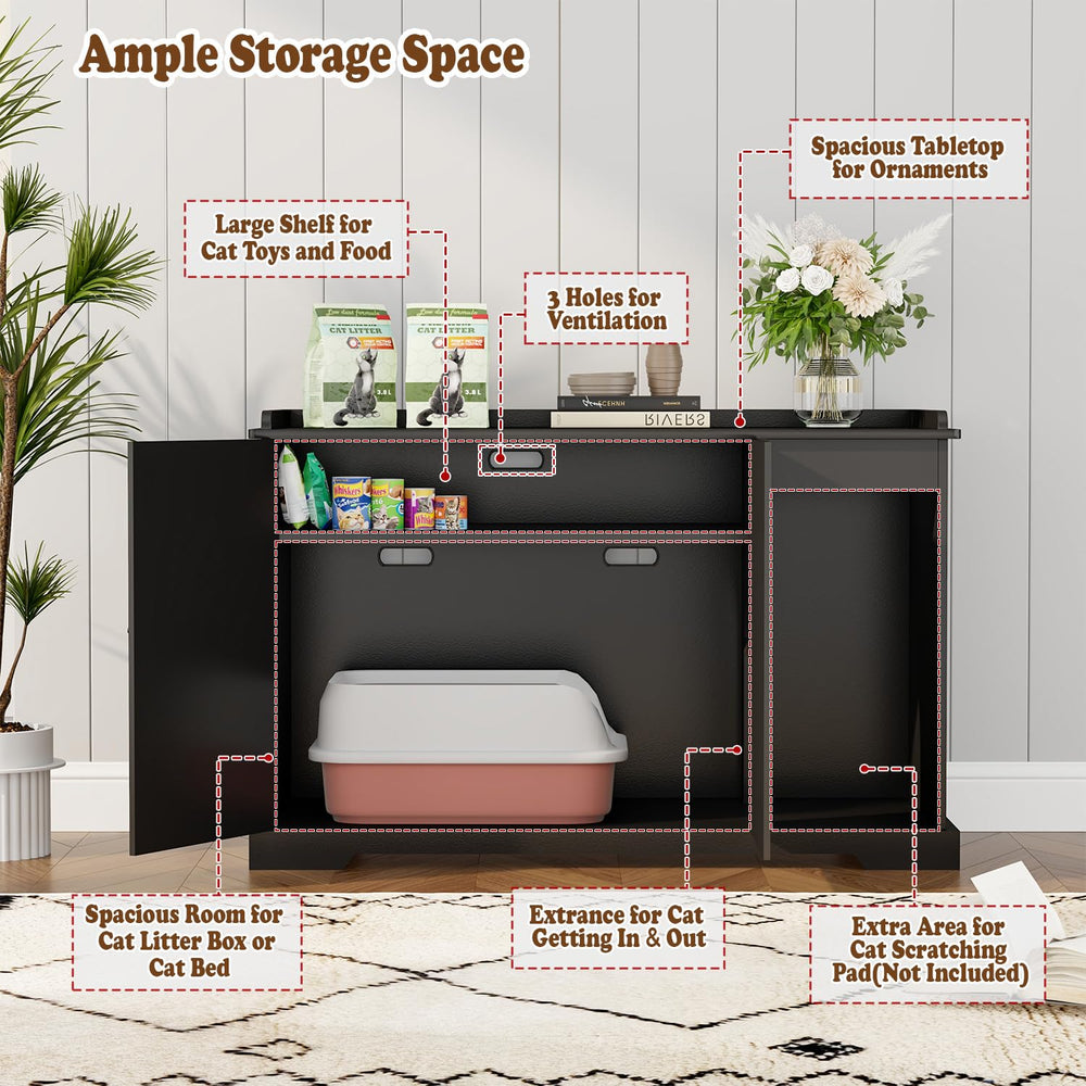ZUNLANTK litter box enclosure interior view highlights spacious room for standard boxes