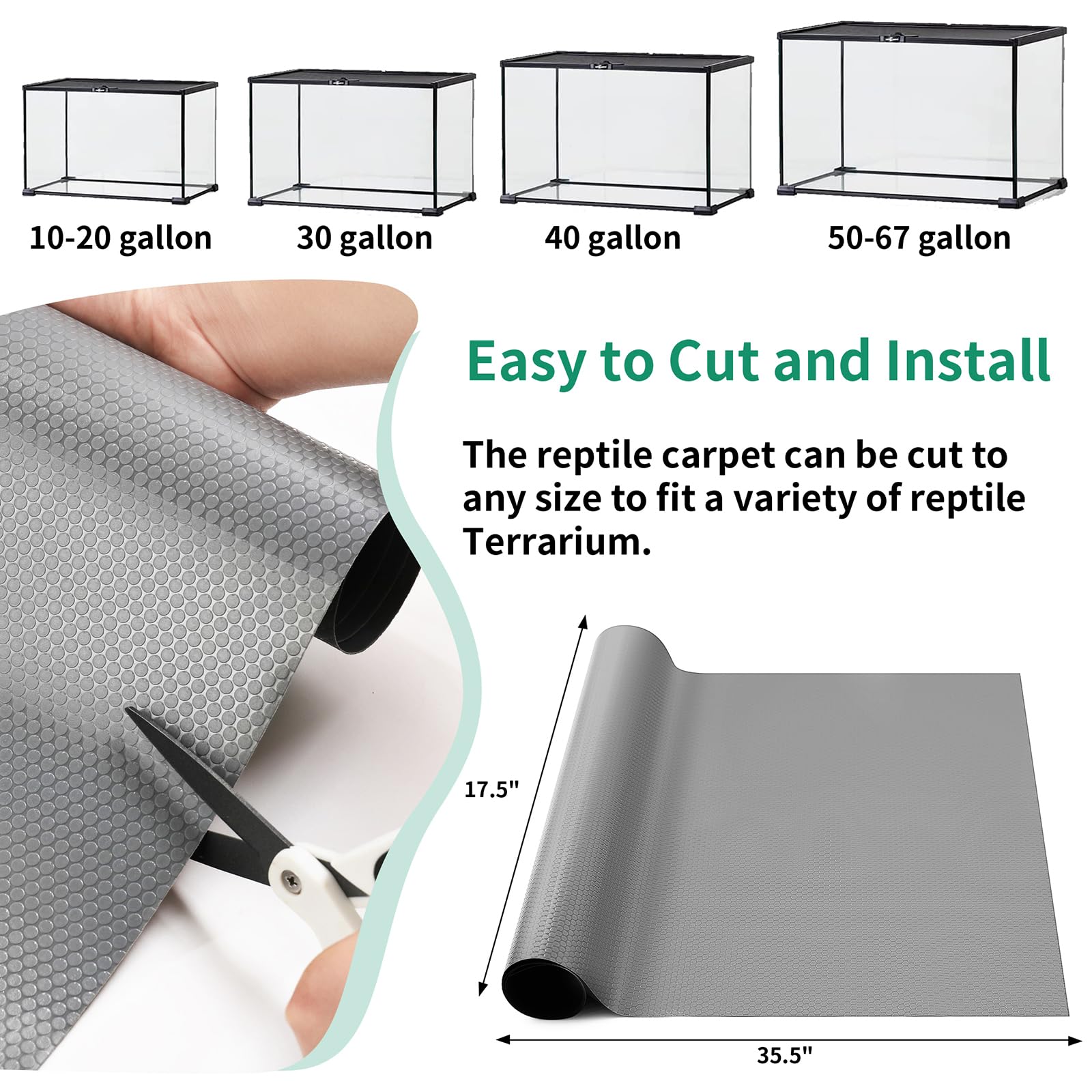 ZUNZINGY bearded dragon tank accessories mat shows safe cushioned footing