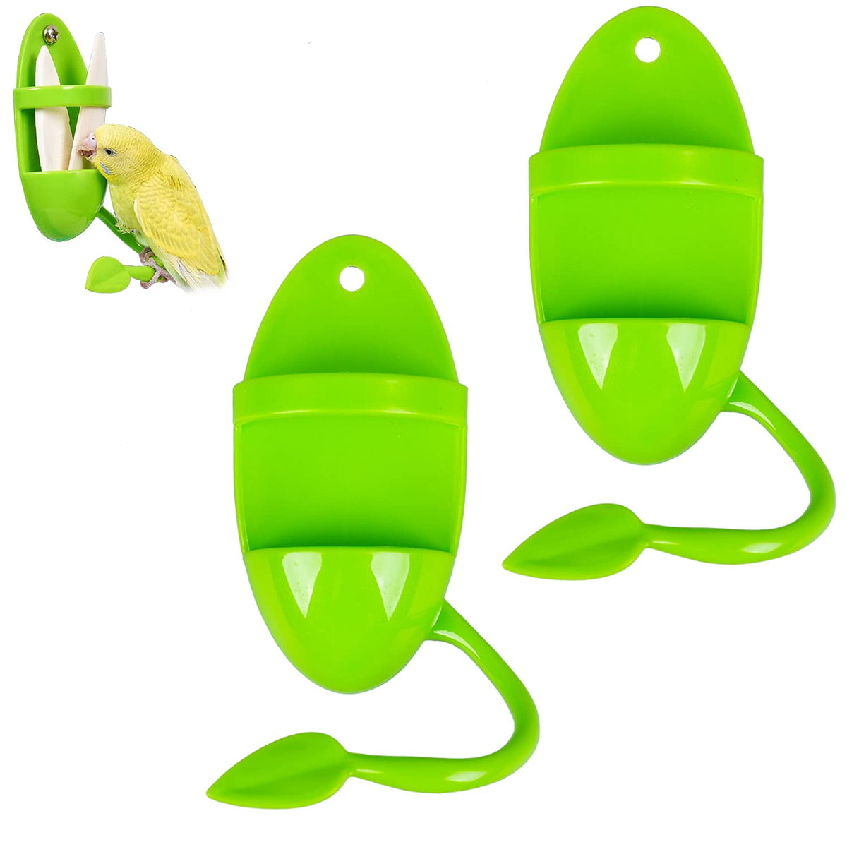 ZUOFANG bird cuttlebone holder green assembly shows easy install and stable perch.
